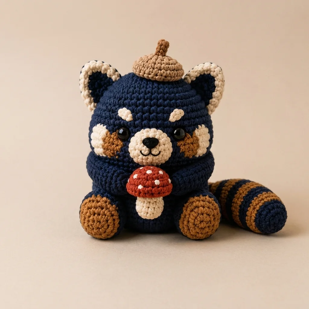 crochet red panda color combinations: Navy and Caramel