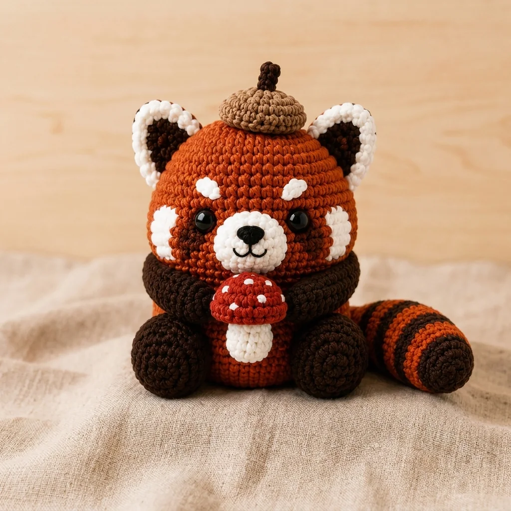 crochet red panda color combinations: Rust and Cream