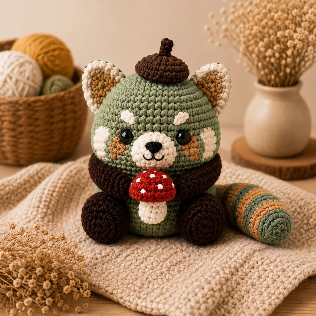 crochet red panda color combinations: Sage Green and Warm Tan