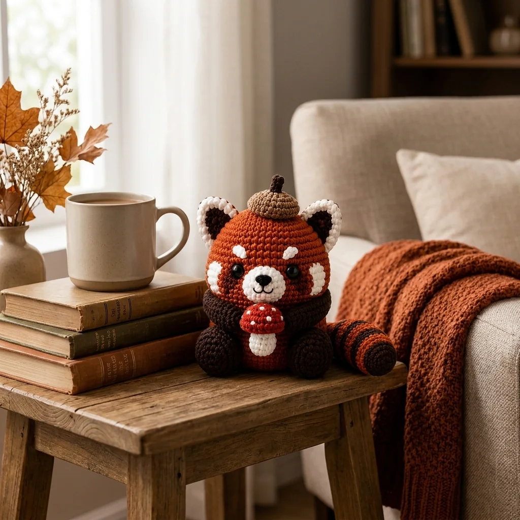 decorate with crochet red panda amigurumi: Build a cozy reading nook