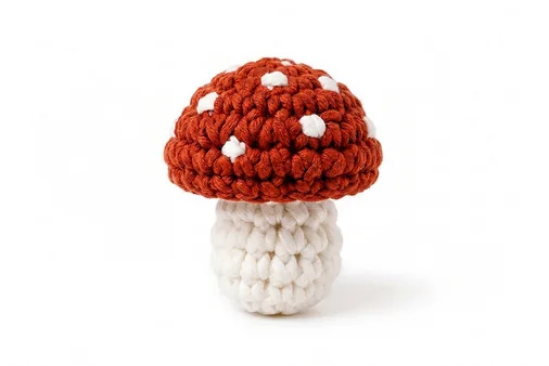 crochet red panda mushroom pattern step 11: Mushroom accessory