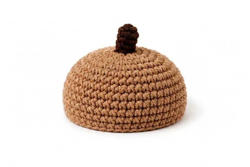crochet red panda mushroom pattern step 12: Acorn hat