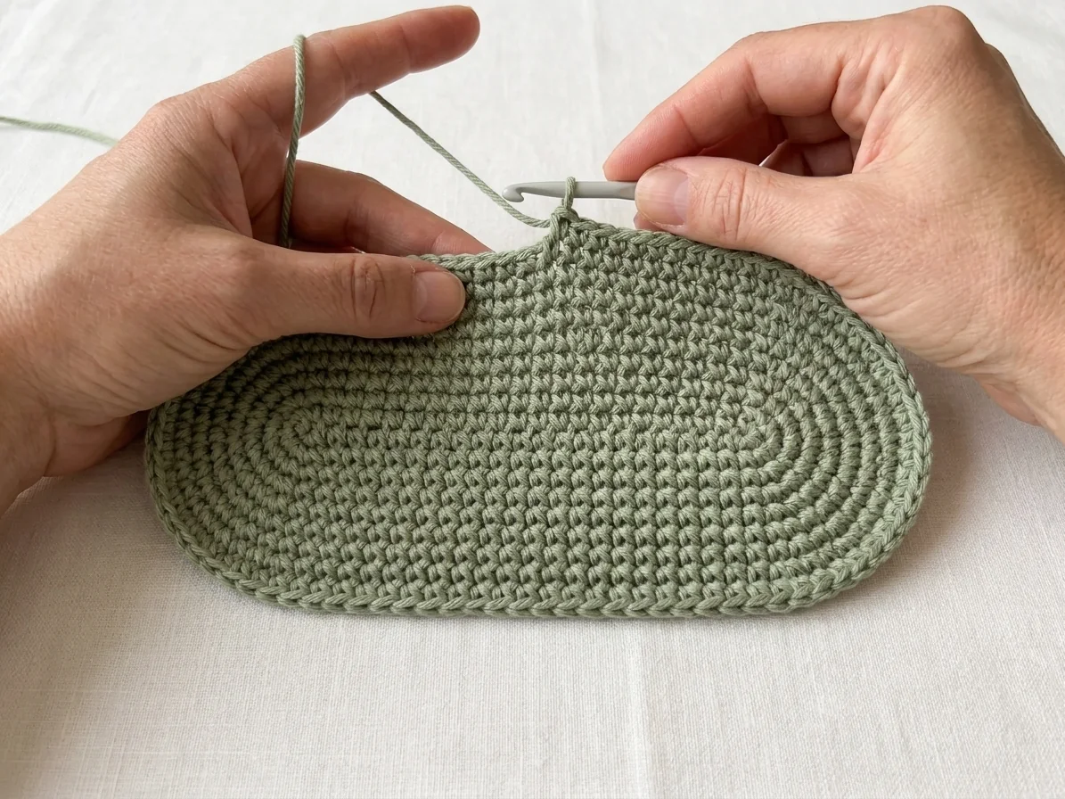 Crocheting the six-round dense oval base