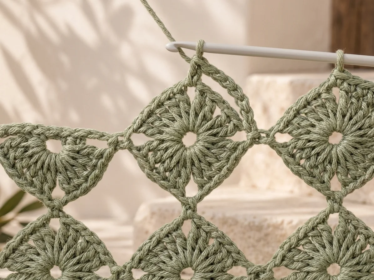 Floral cluster crochet round close-up