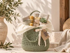 crochet tote bag gift basket