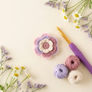 Scrap-Yarn Flower Pattern