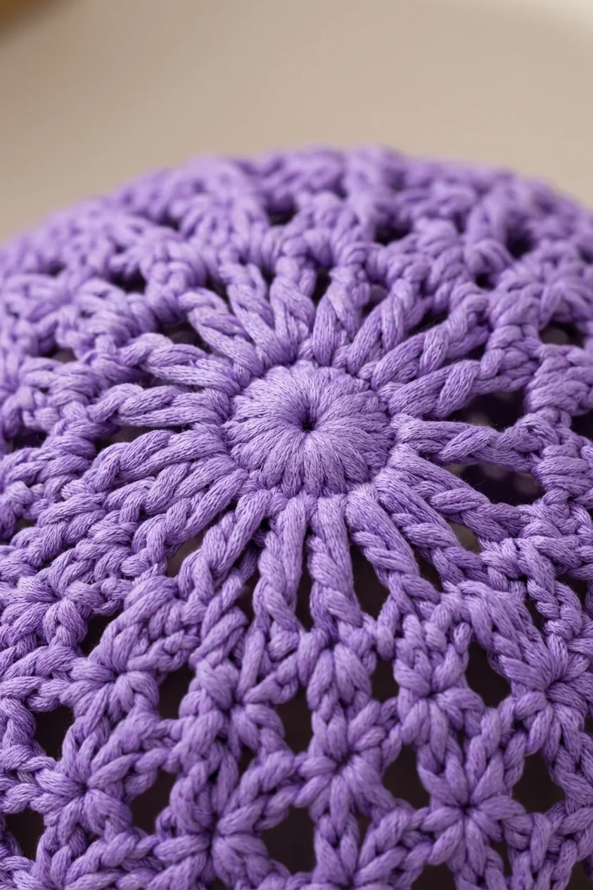 Close-up of lavender magic-ring crown apex
