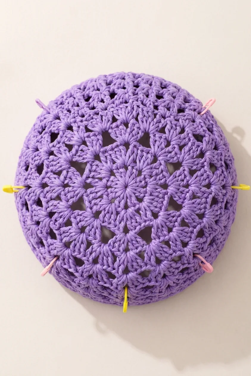 Crown increase round with balanced stitch markers