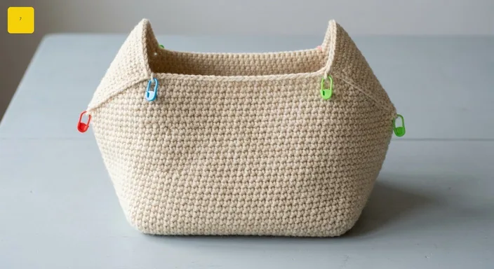 Symmetric side taper on crochet bag