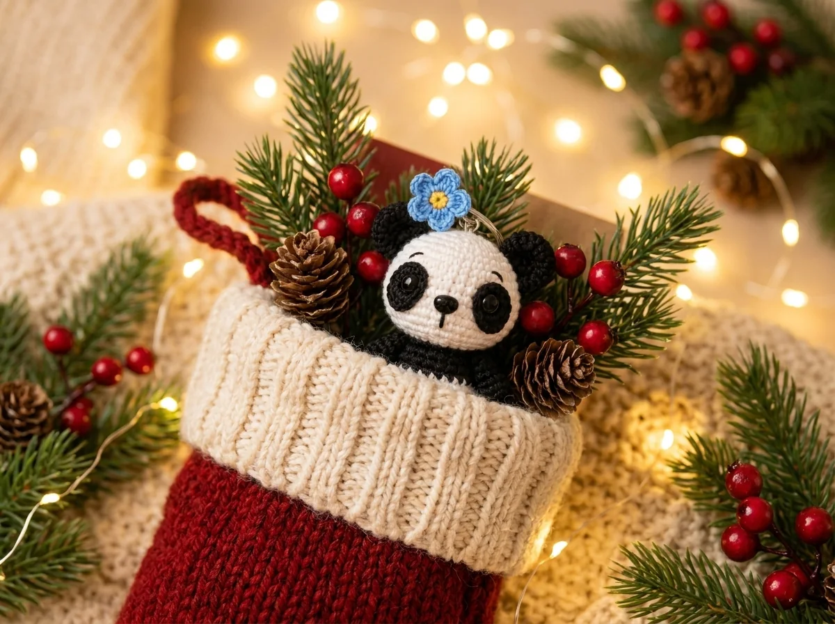 Pocket Panda as a cozy crochet stocking stuffer