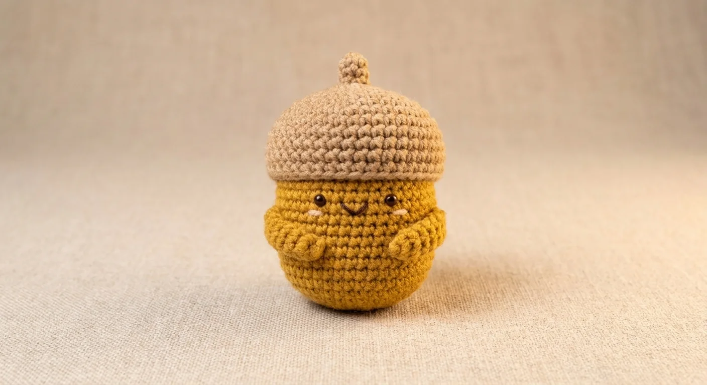 woodland crochet red panda ideas: Cheerful Acorn Sprite