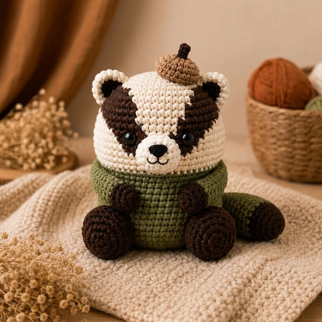 woodland crochet red panda ideas: Striped Forest Badger