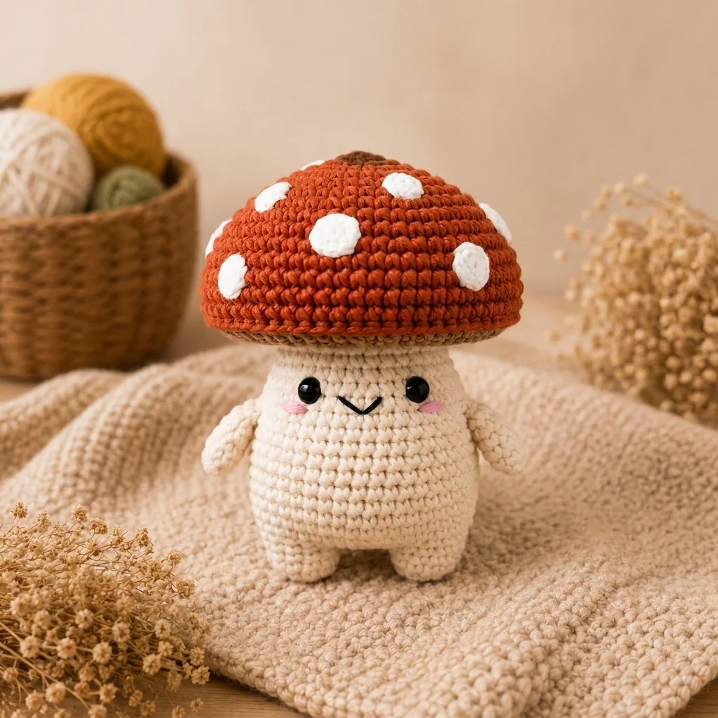 woodland crochet red panda ideas: Mushroom Sprite