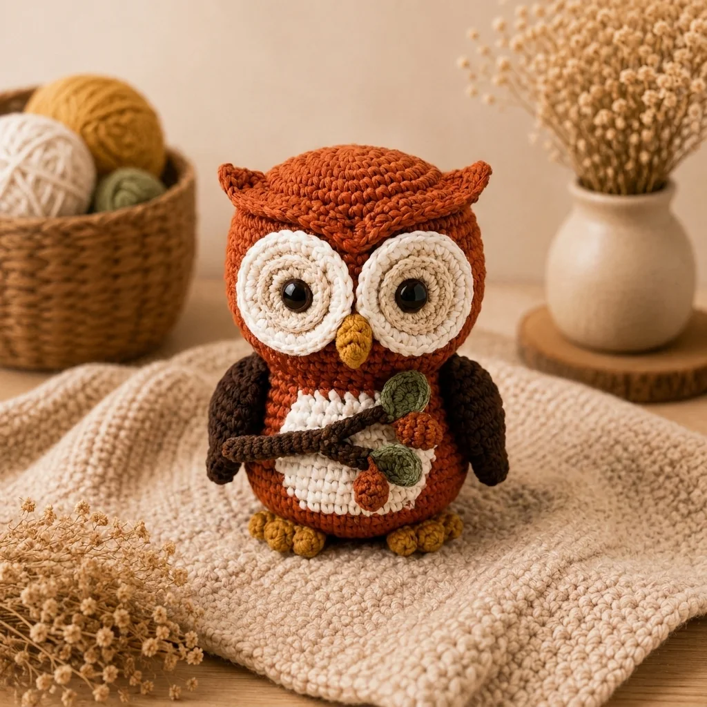 woodland crochet red panda ideas: Wise Branch Owl