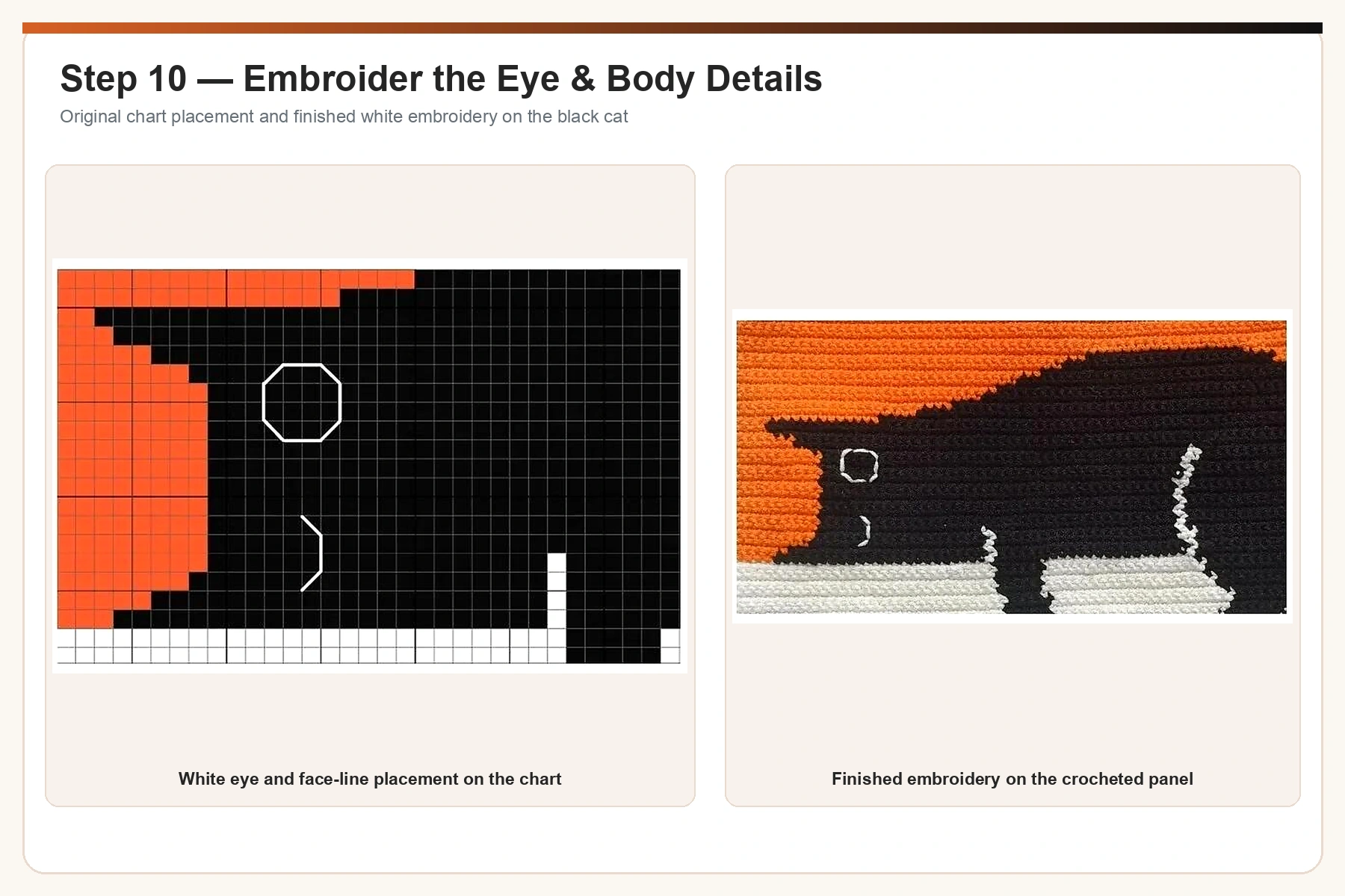 Original black cat bag eye and body embroidery placement enhanced and upscaled