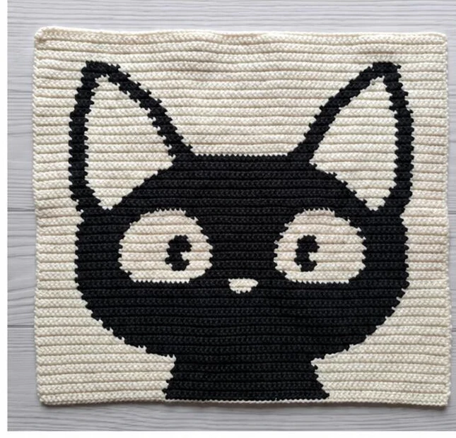 Wrong side of the completed cream cat panel