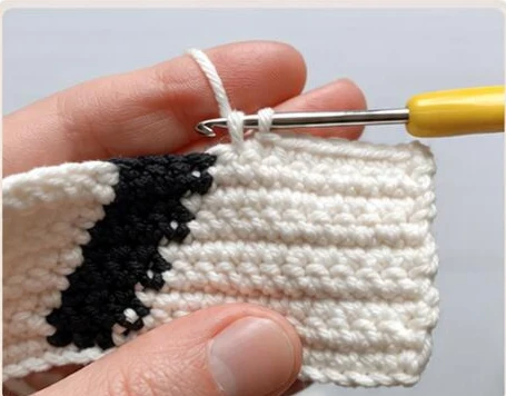 Right-side intarsia color-change demonstration photograph 1