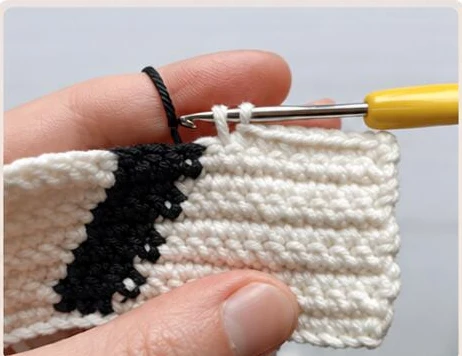 Right-side intarsia color-change demonstration photograph 2