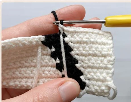 Wrong-side intarsia color-change demonstration photograph 4