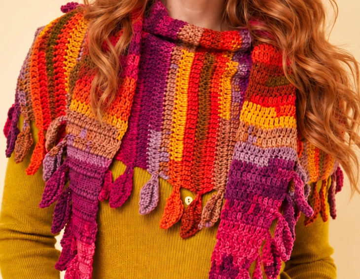 Falling Leaves Crochet Scarf Pattern