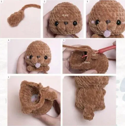 Poodle tail, eye spacing, face embroidery and tail joining reference photos