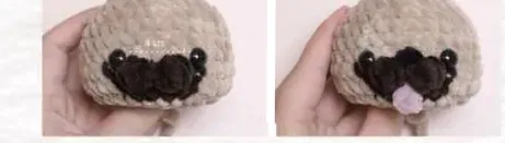 Pug face before and after adding the small pink tongue